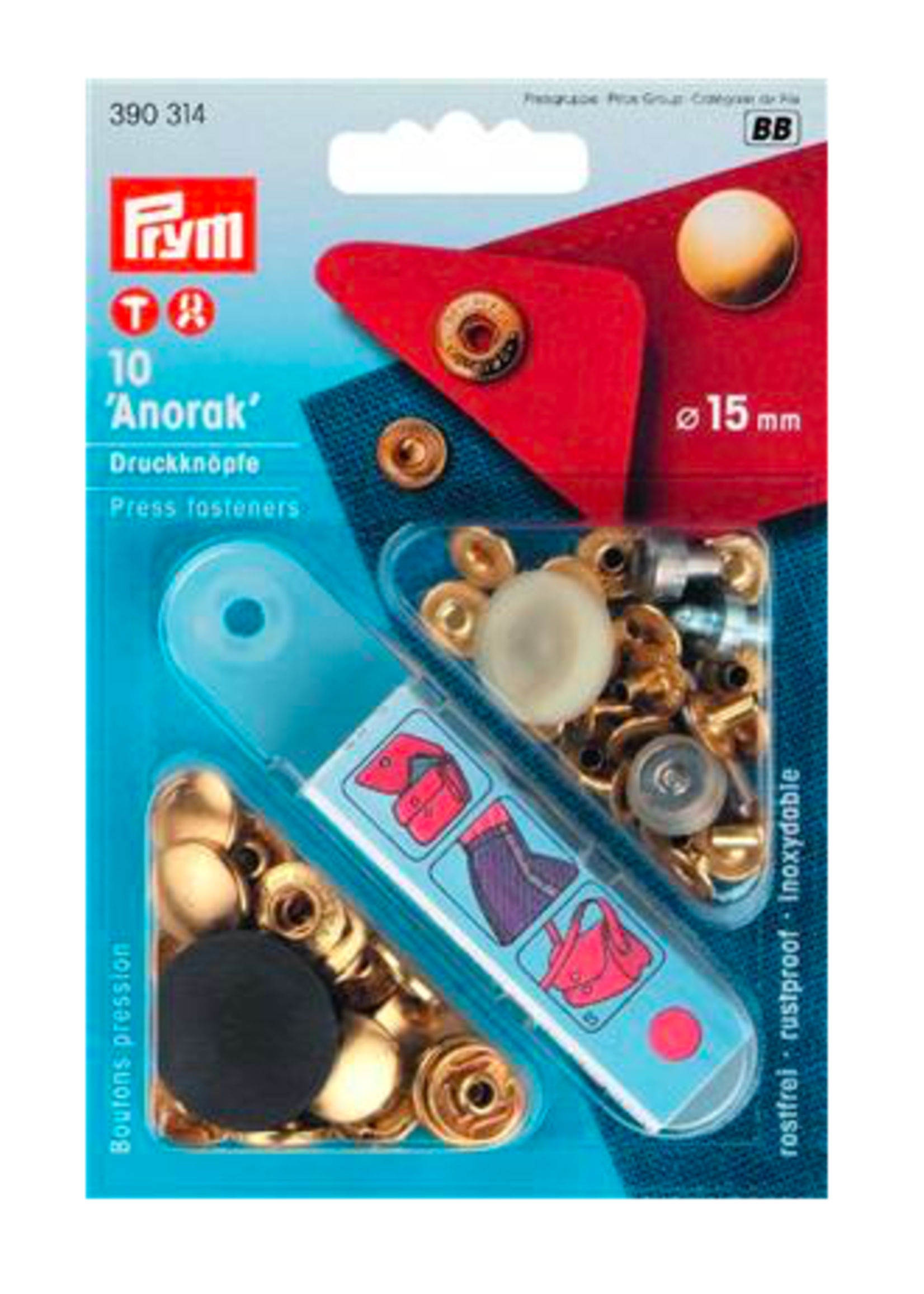 Prym ° Vernietbare Drukknopen Anorak - Prym - 15mm - Goud