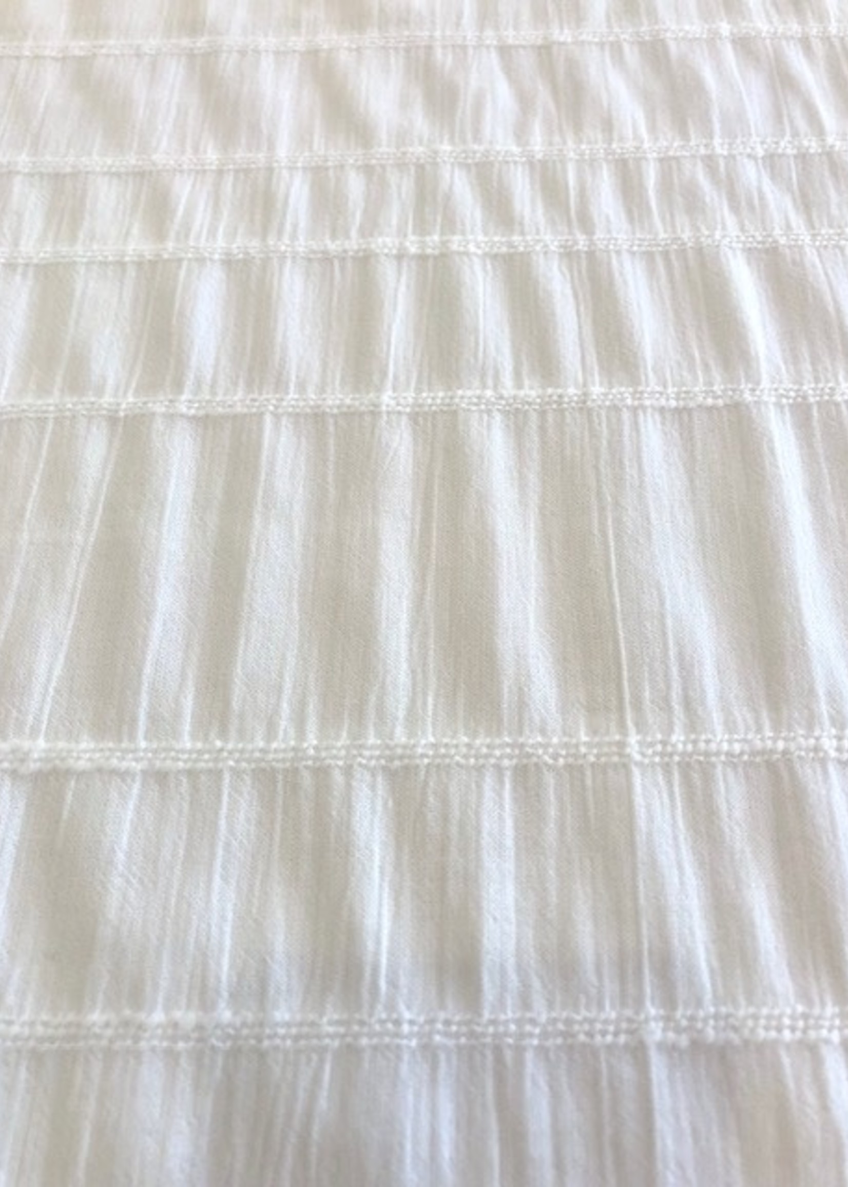 Stof Katoen Slub - Embroidery Stripes - White