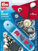Prym ° Vernietbare Drukknopen Anorak - Prym - 15mm - Zilver