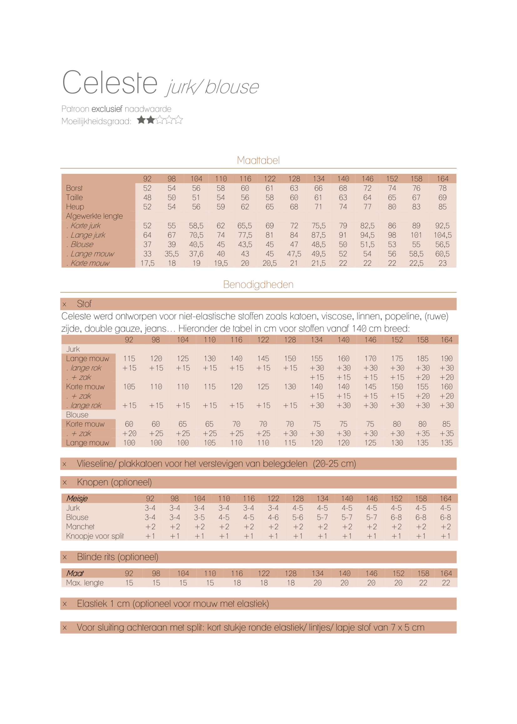 Iris May Patterns ° Naaipatroon - Iris May Patterns - CELESTE (92 - 164)