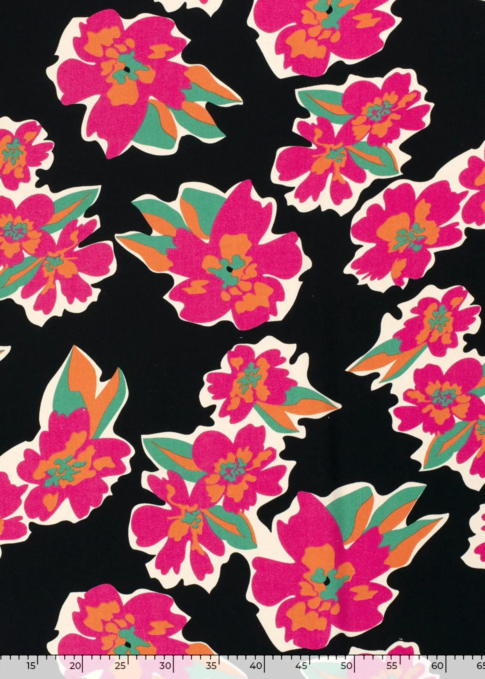 * Soepelvallende Stof Twill - Big Fuchsia Flowers