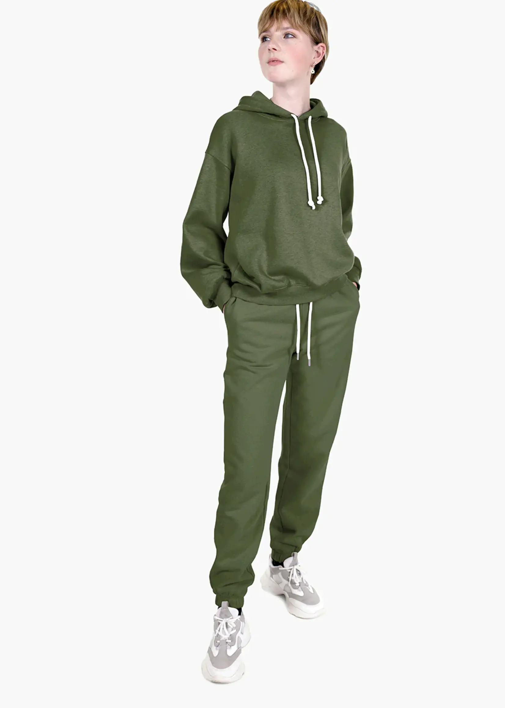 Stof Jogging Sweater - Effen Bosgroen