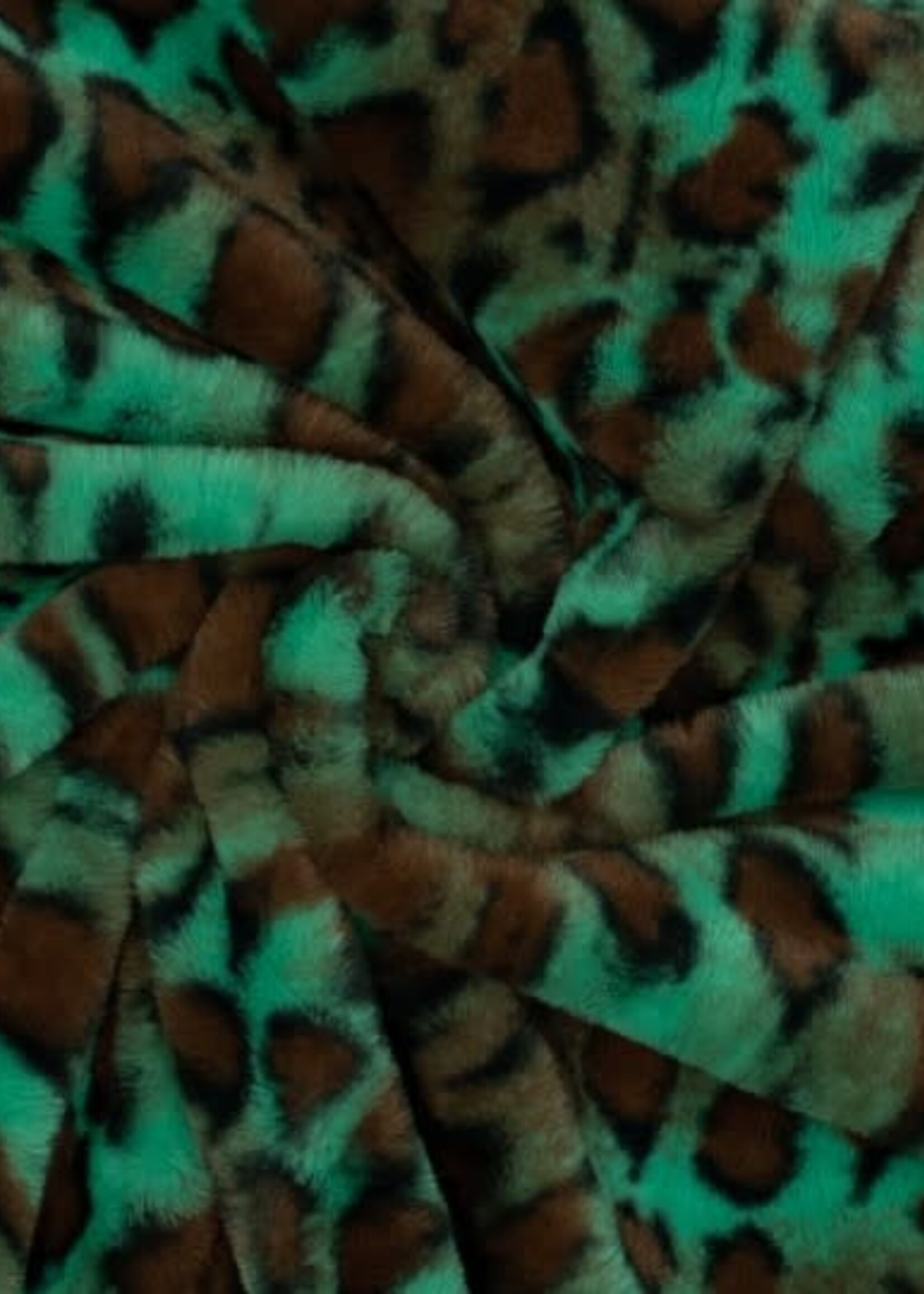 Stof Fleece - Leopard Green
