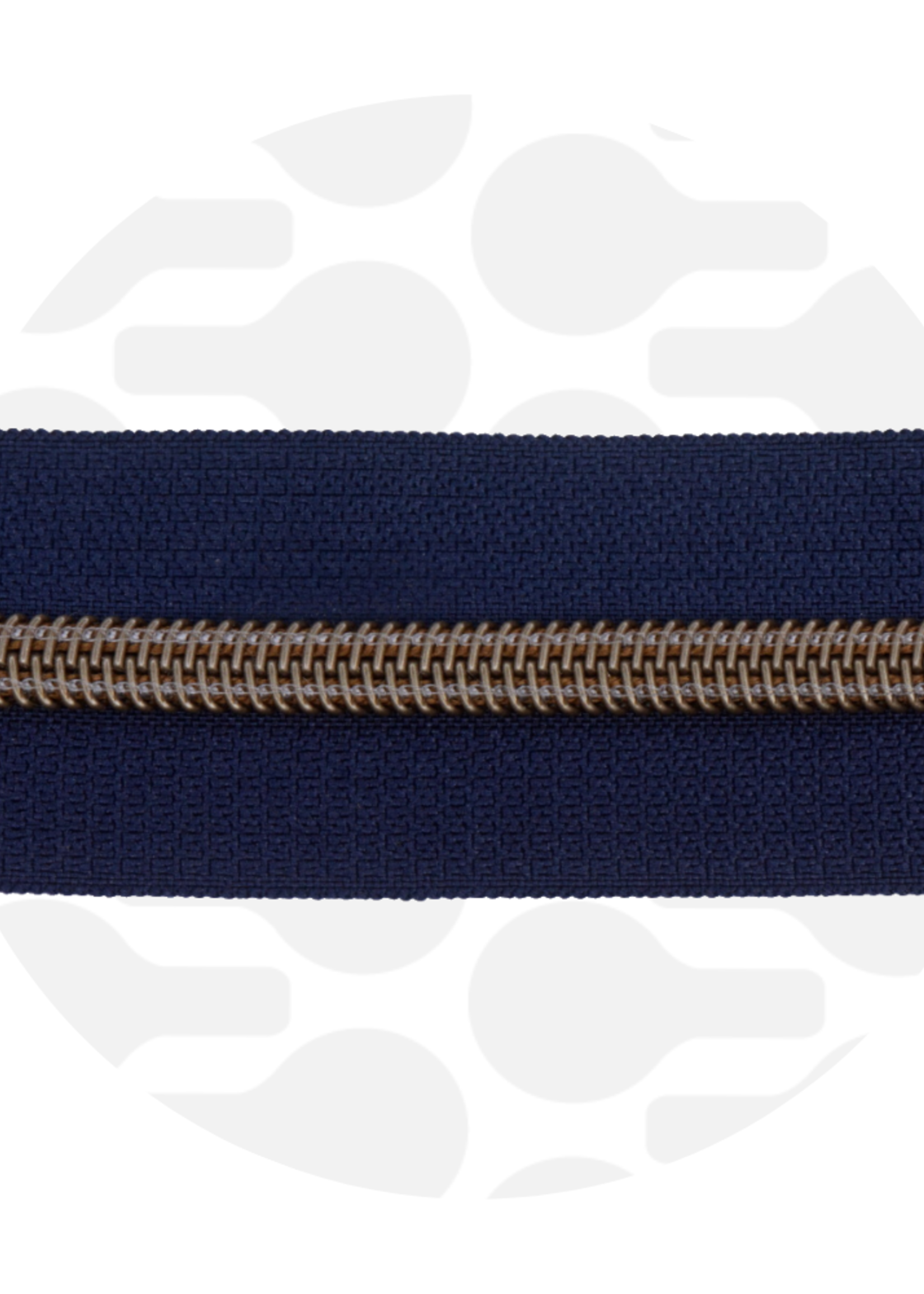 Zipper Zoo ° Spiraalrits - Zipper Zoo - 1 meter - Navy Blauw / Antique Brass