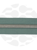 Zipper Zoo * Spiraalrits - 1 meter - Smokey Green / Zilver