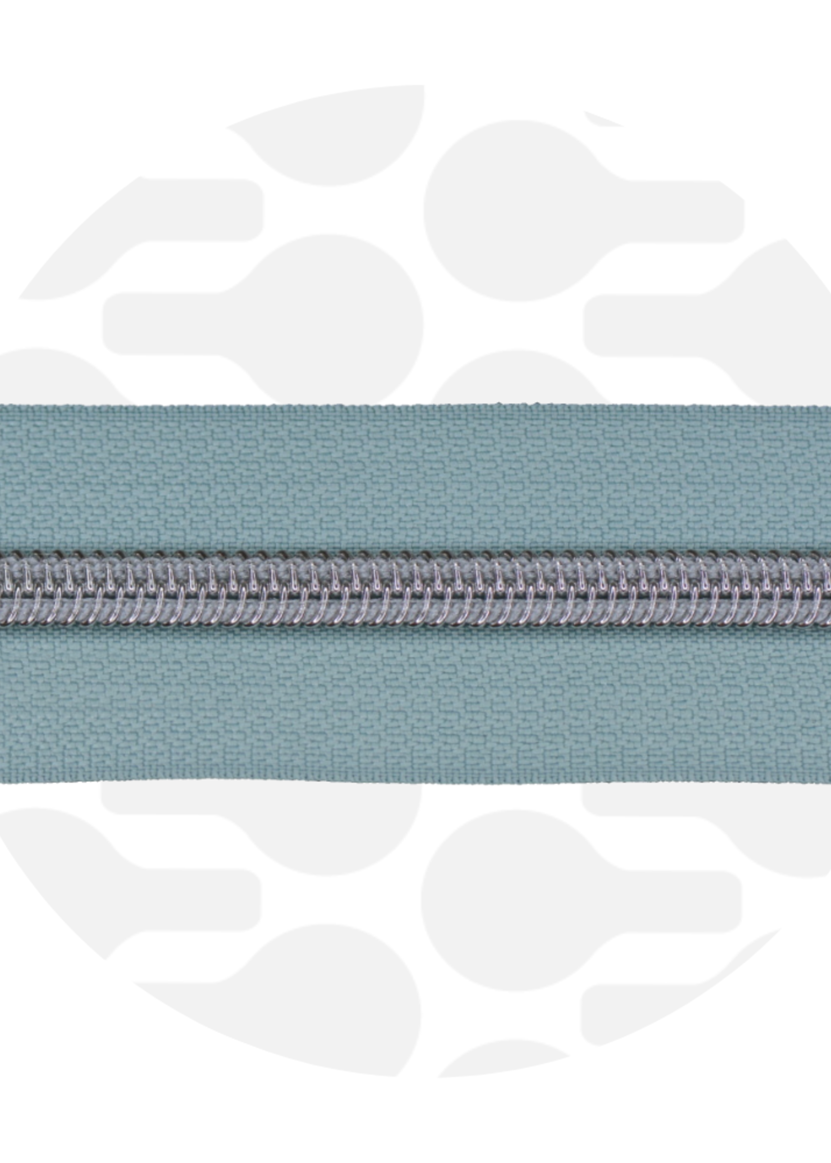 Zipper Zoo * Spiraalrits - 1 meter - Smokey Mint / Zilver