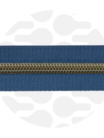 Zipper Zoo ° Spiraalrits - Zipper Zoo - 1 meter - Stormy Blue / Antique Brass
