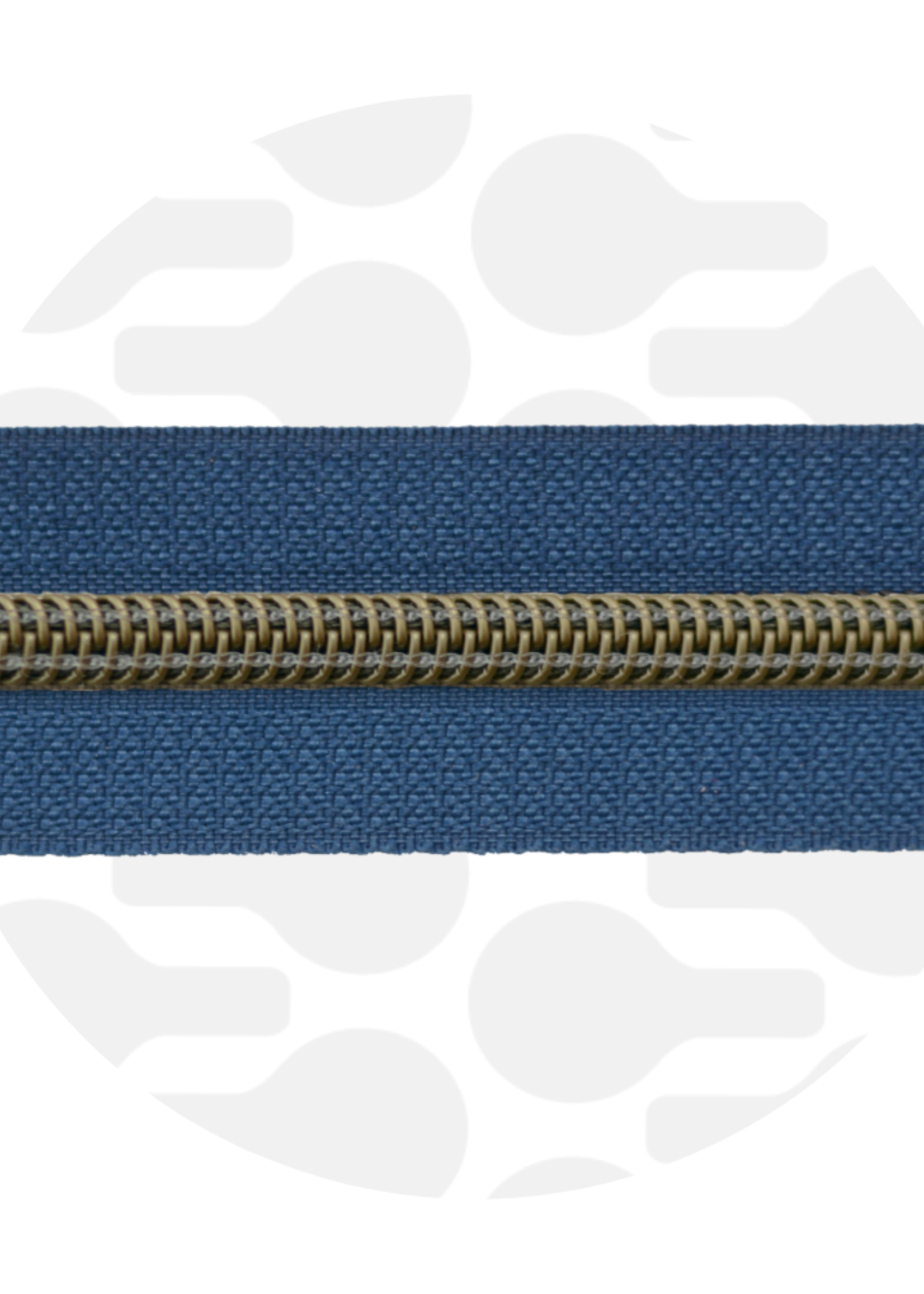 Zipper Zoo ° Spiraalrits - Zipper Zoo - 1 meter - Stormy Blue / Antique Brass