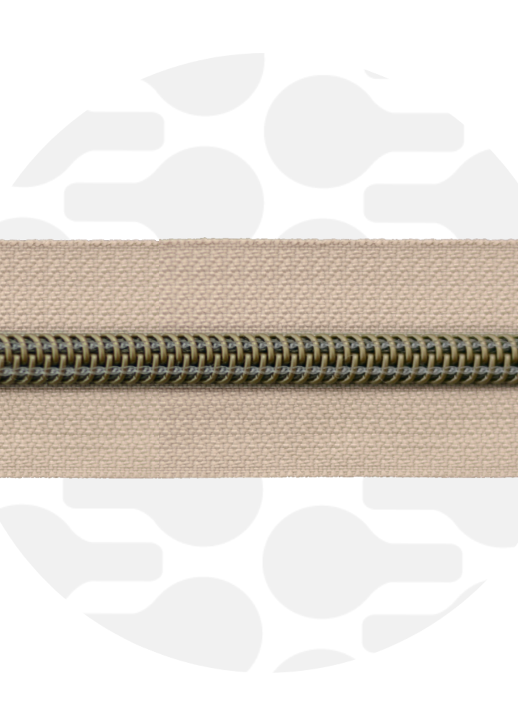 Zipper Zoo ° Spiraalrits - 1 meter - Coffee Cream / Antique Brass