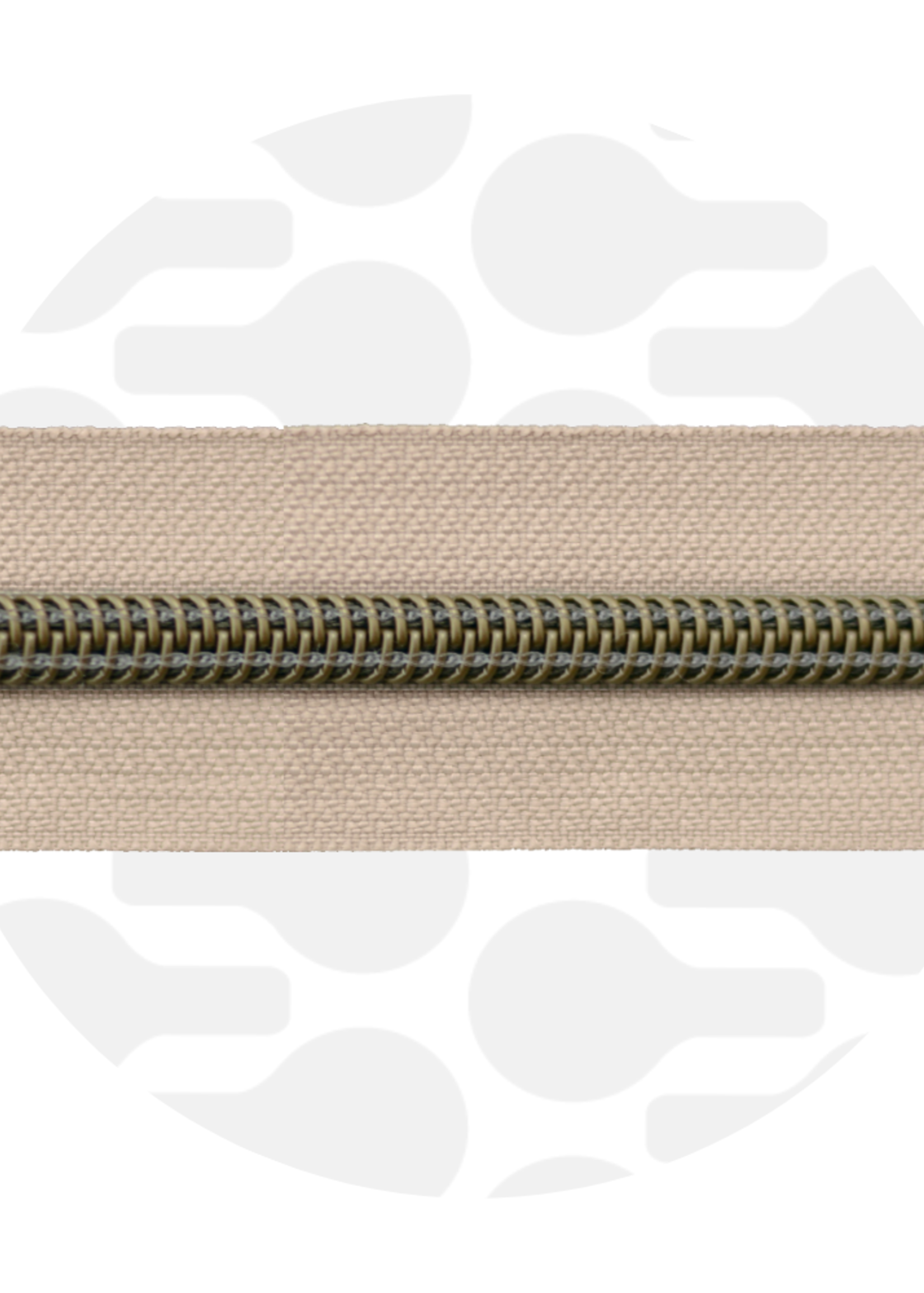 Zipper Zoo * Spiraalrits - 1 meter - Coffee Cream / Antique Brass