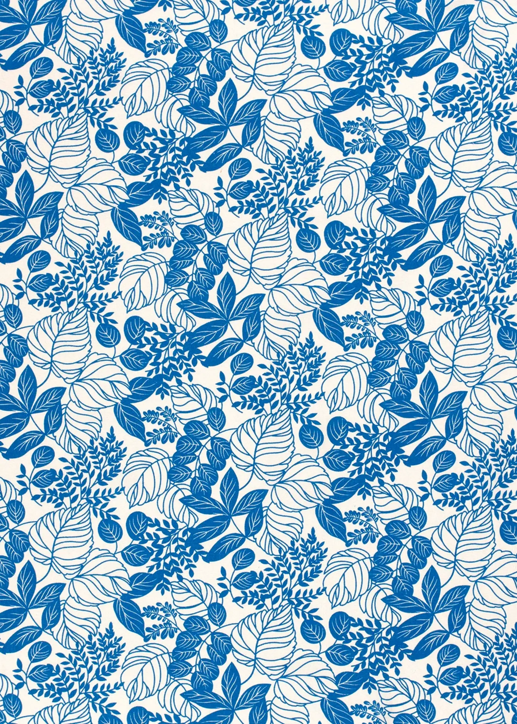 * Stof Linnen Blend - Flowers - Blue