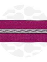 Zipper Zoo ° Spiraalrits - Zipper Zoo - 1 meter - Magenta / Zilver