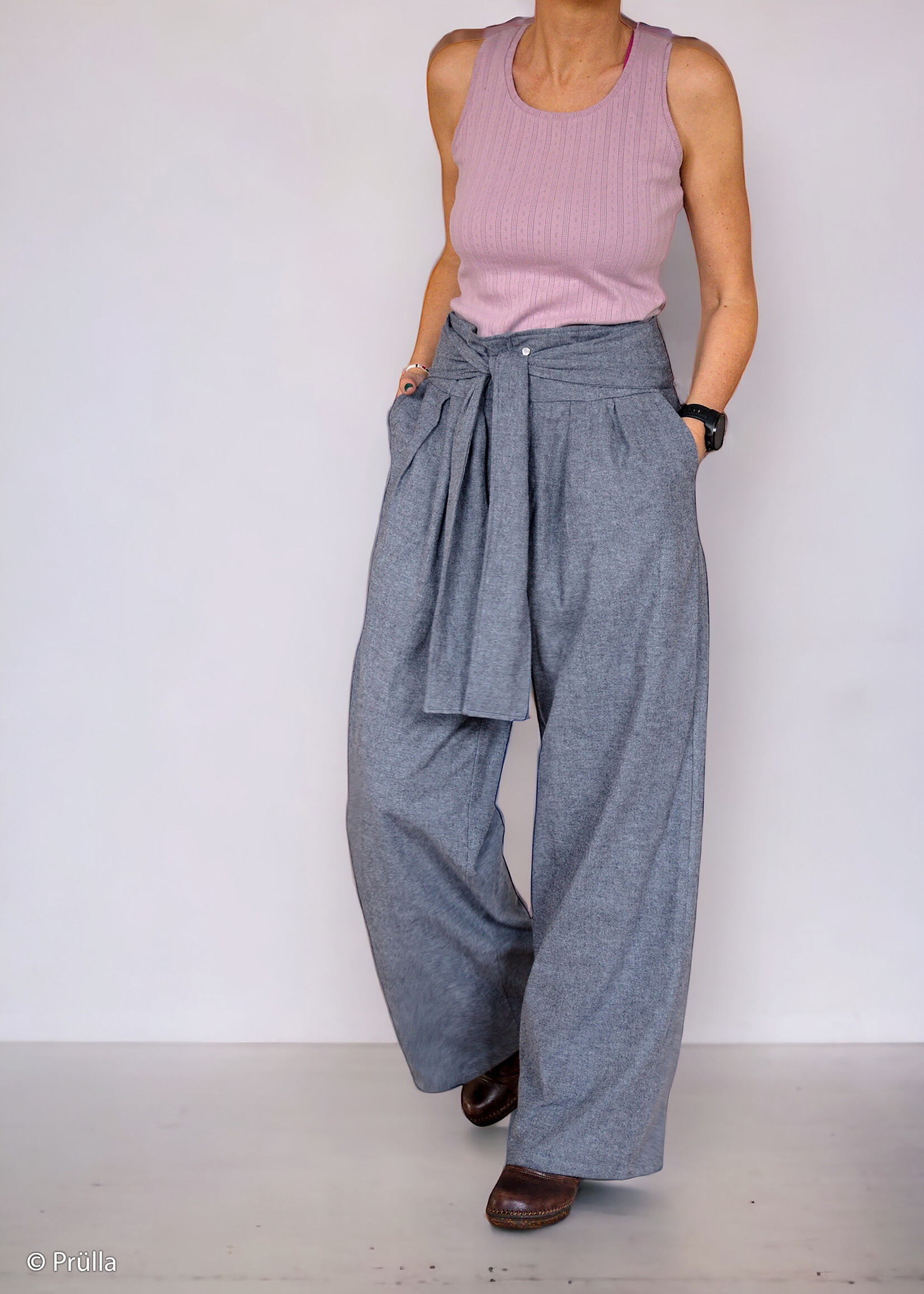 * Stof Flanel - Blauw Melange