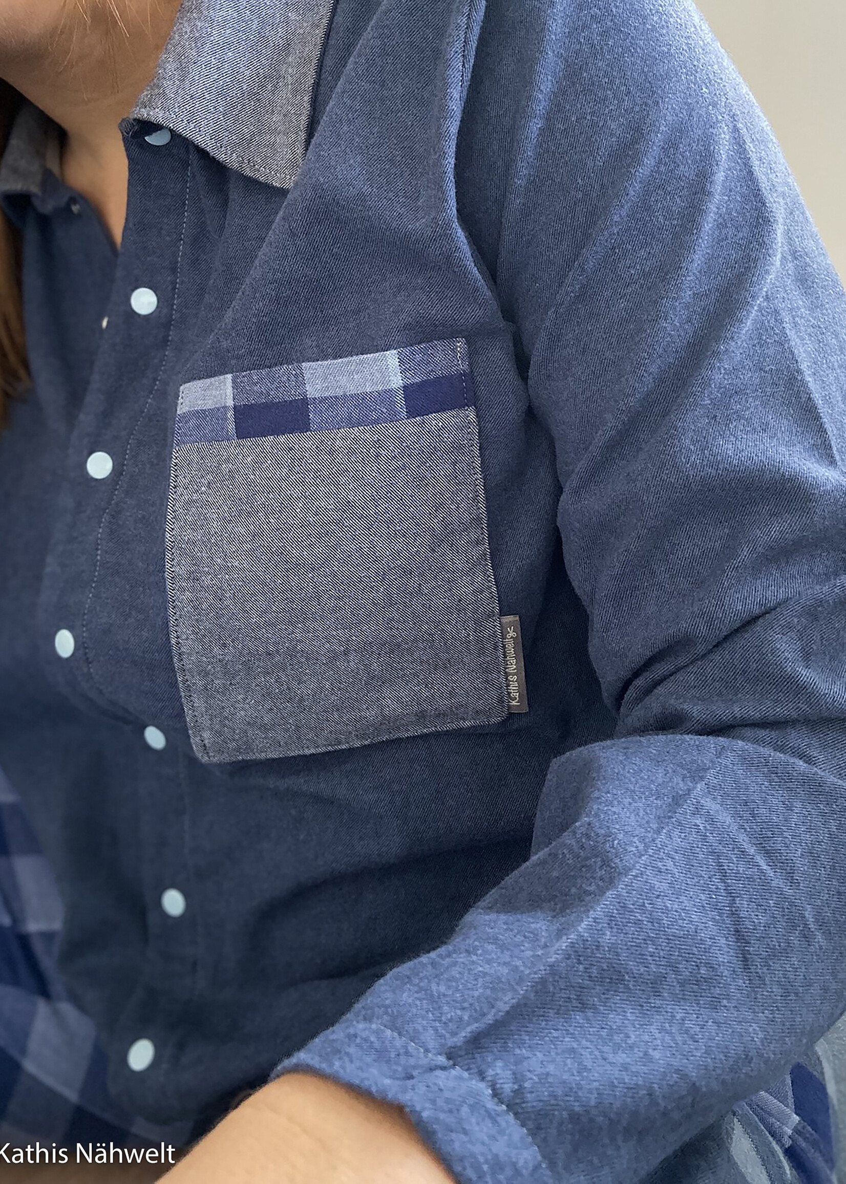 * Stof Flanel - Blauw Melange