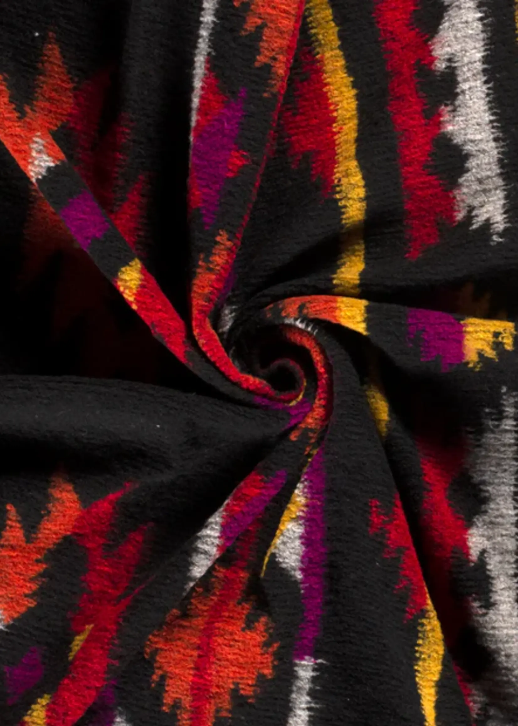 ° Stof Mantel Wolmix - Etnic Black