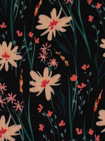 * Soepelvallende Stof - Flowerfield - Black