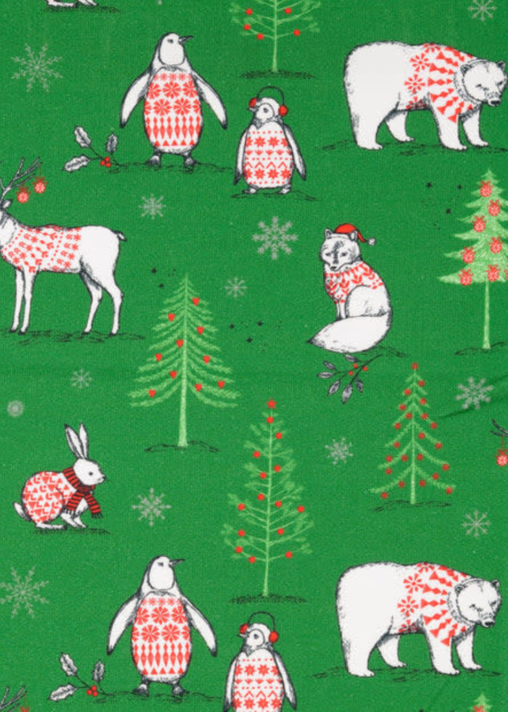 ° Stof Sweater - Christmas Animals - Green