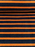 ° Stof Nicky Velours - Stripes - Blue & Brown