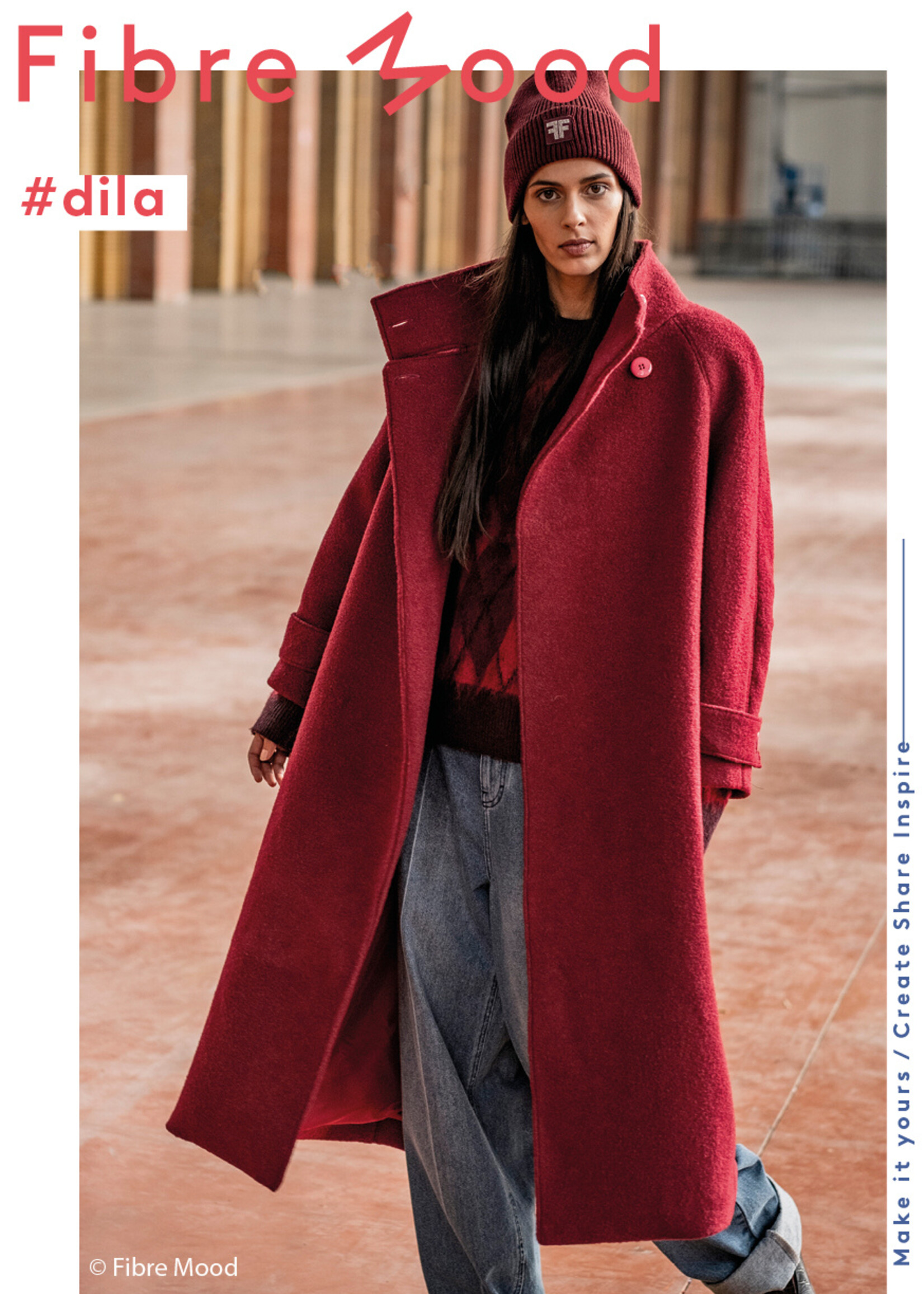 Fibre Mood ° Stof Wol Fleece - Fibre Mood - Dieprood - DILA