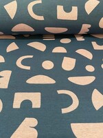 Stof Alpenfleece - Shapes Blue & Lilac