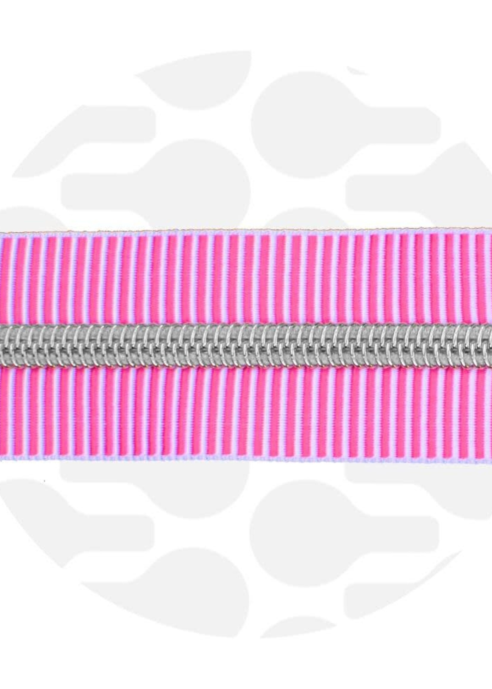Zipper Zoo ° Spiraalrits - Zipper Zoo - 1 meter - Magenta Striped /Zilver