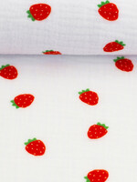 ° Stof Double Gauze - Aardbei