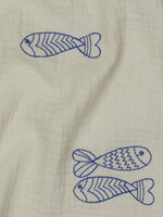 ° Stof Double Gauze - Embroidery - Fish