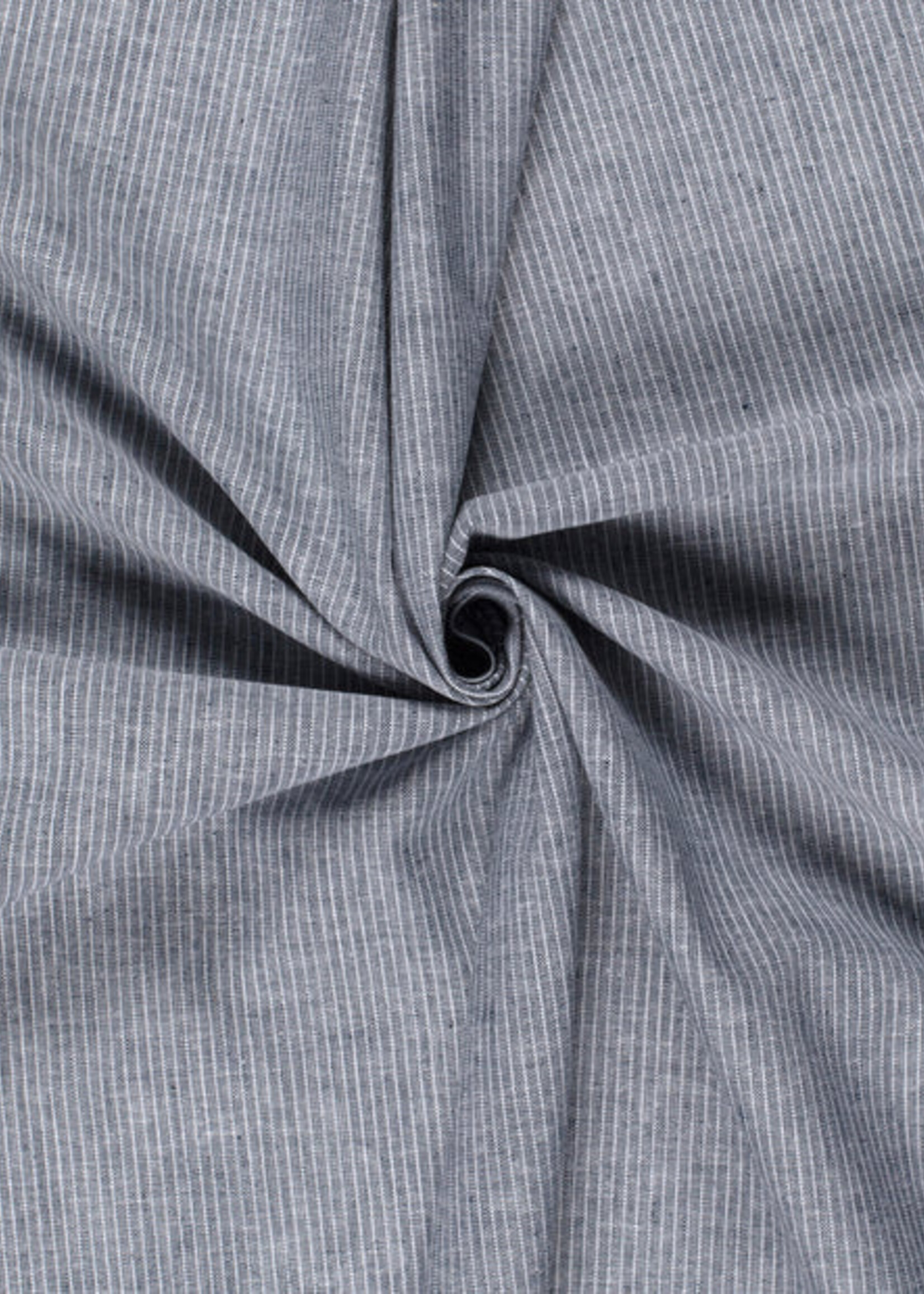 ° Stof Chambray Linnen Blend - Visgraat - Indigo