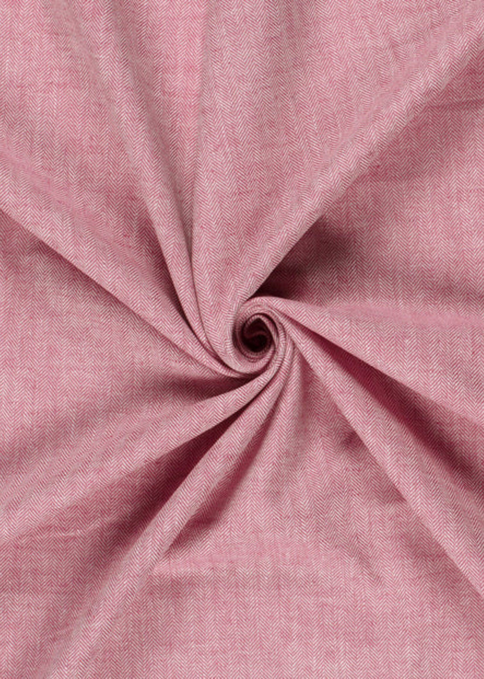 ° Stof Chambray Linnen Blend - Visgraat - Rood