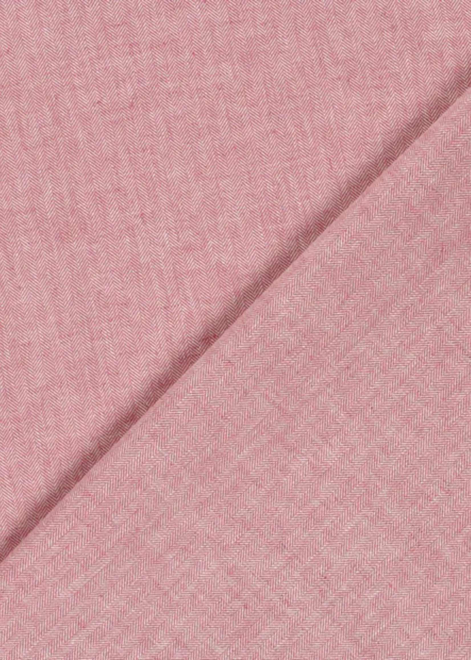 ° Stof Chambray Linnen Blend - Visgraat - Rood