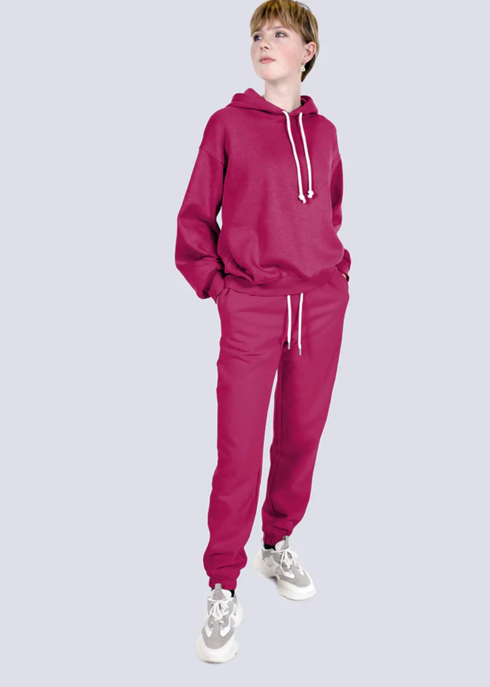 ° Stof Jogging Sweater - Effen Fuchsia