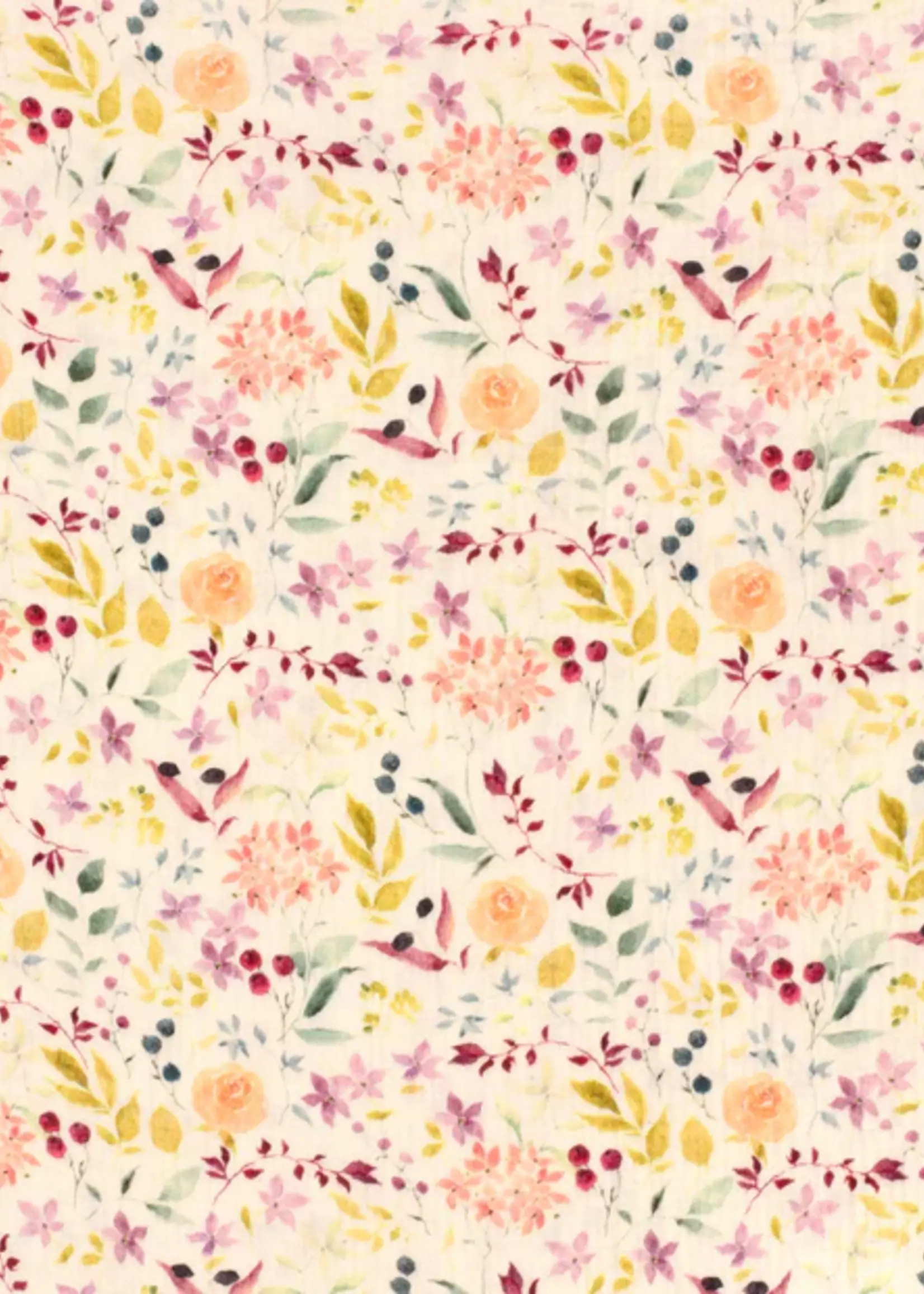 ° Stof Tetra Double Gauze - Pastel Flowers
