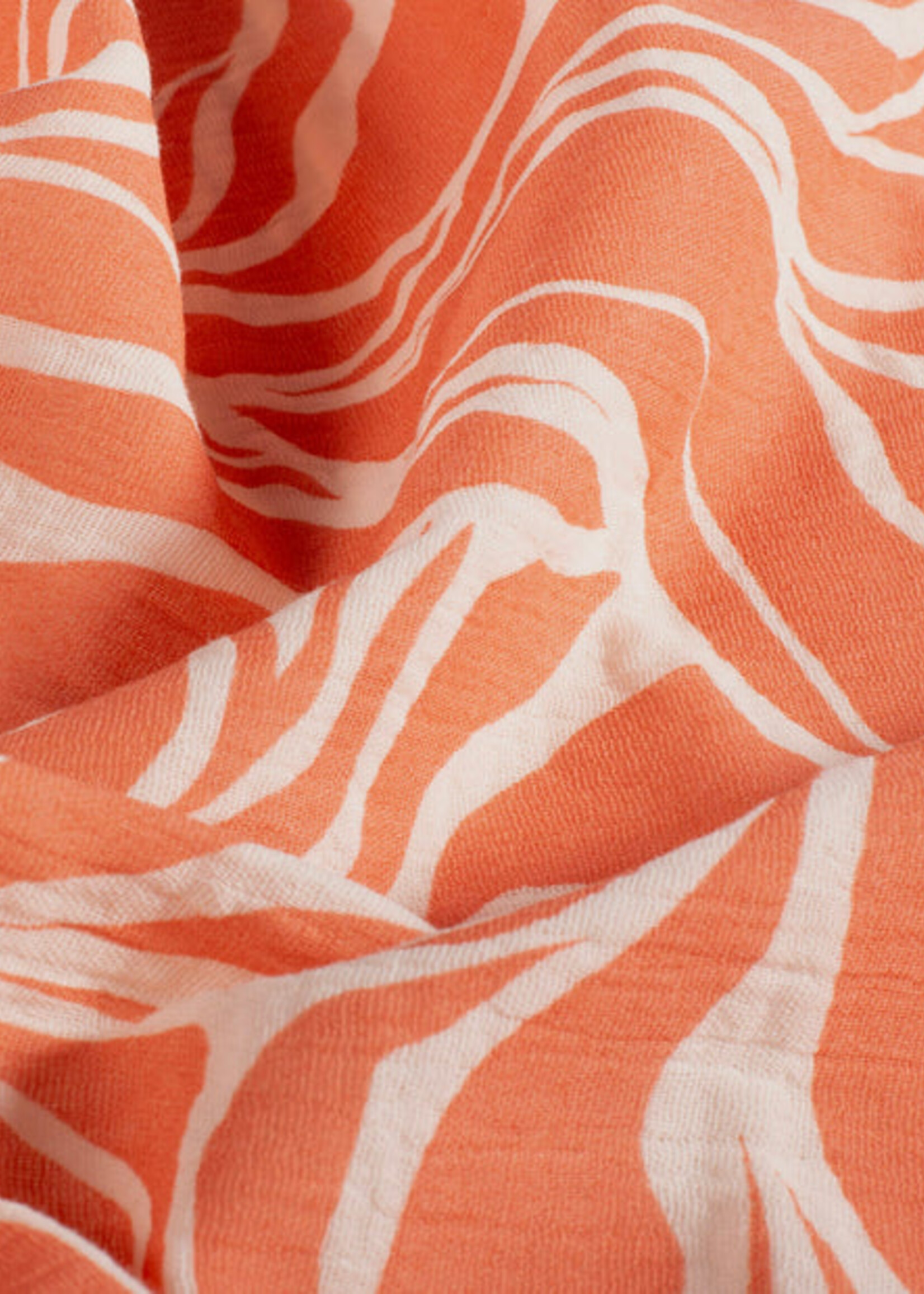 ° Stof Tetra Double Gauze - Waves Koraal