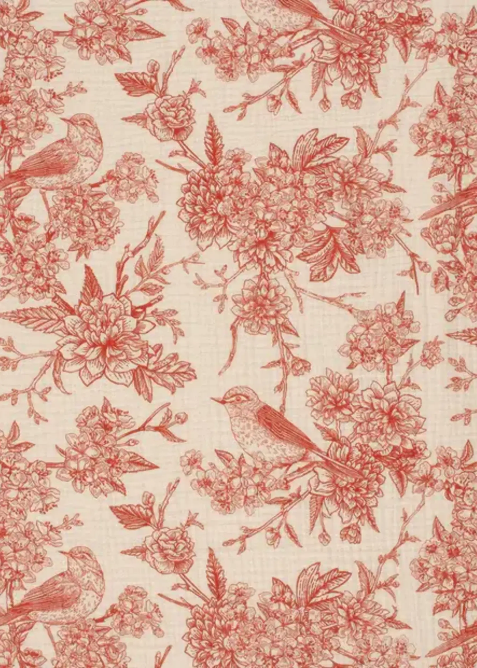 ° Stof Tetra Double Gauze - Birds & Flowers