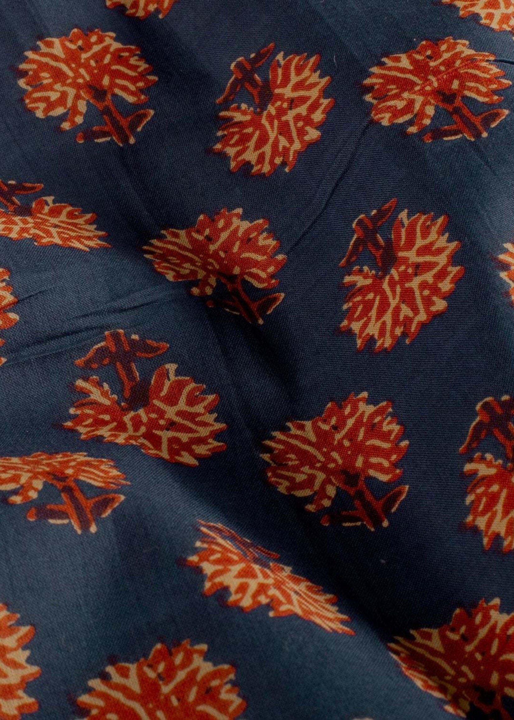 ° Stof Voile Katoen - Bloemen Indigo