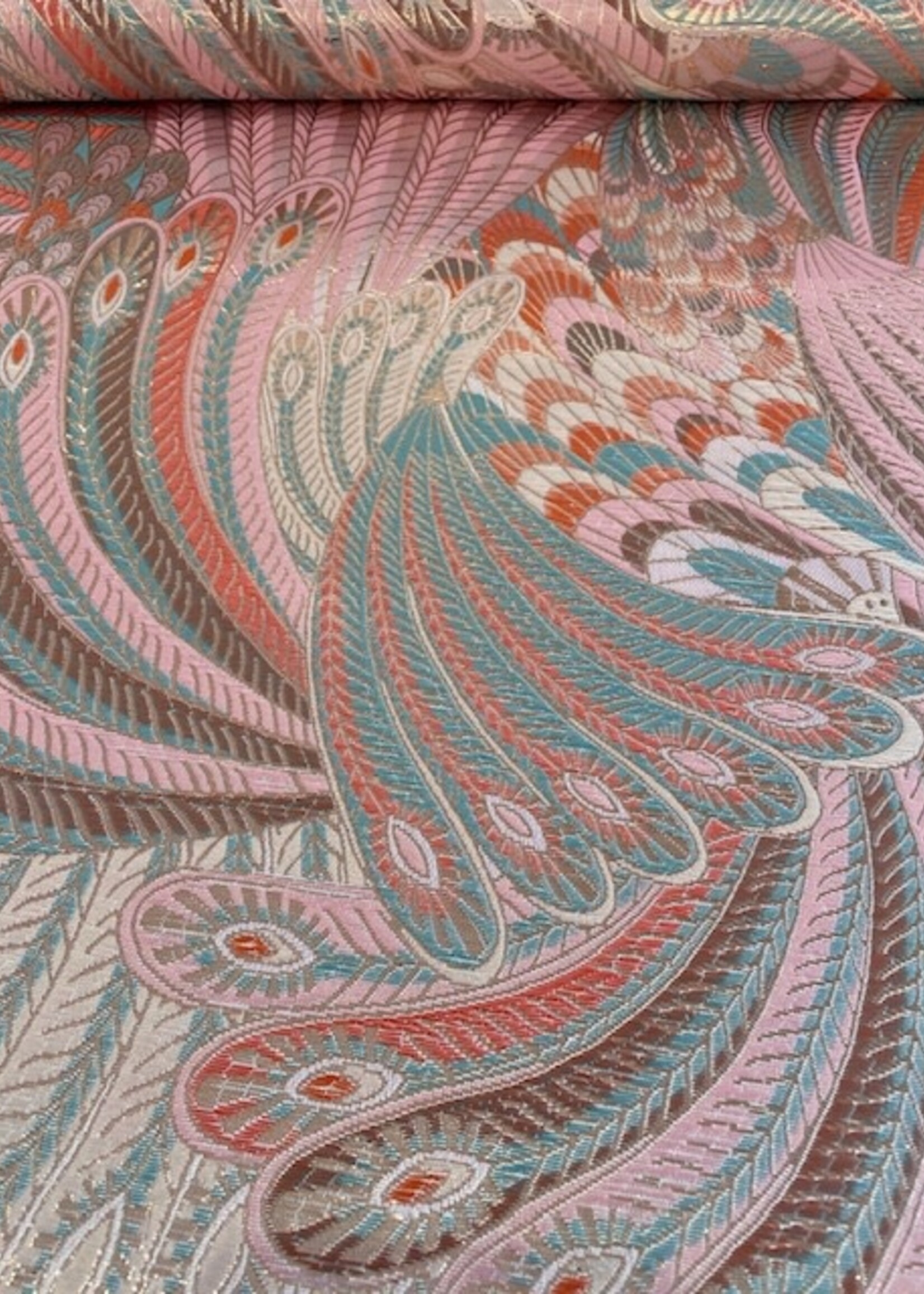° Stof Jacquard - Feathers Gold
