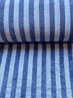 ° Stof Bamboo Badstof - Stripes - Baltique Indigo Blauw
