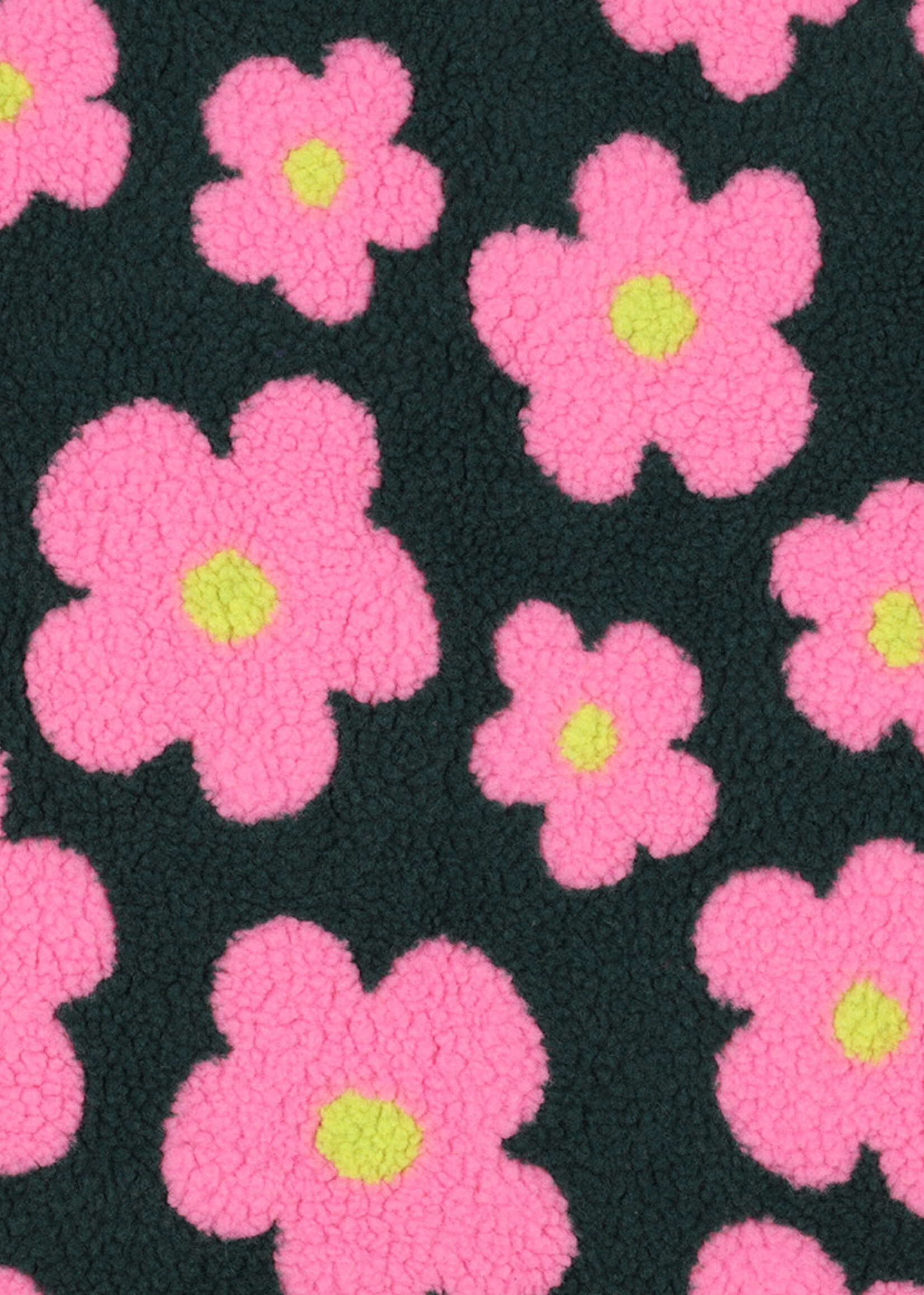 Poppy ° Stof Teddy - POPPY - Flowers Green & Pink