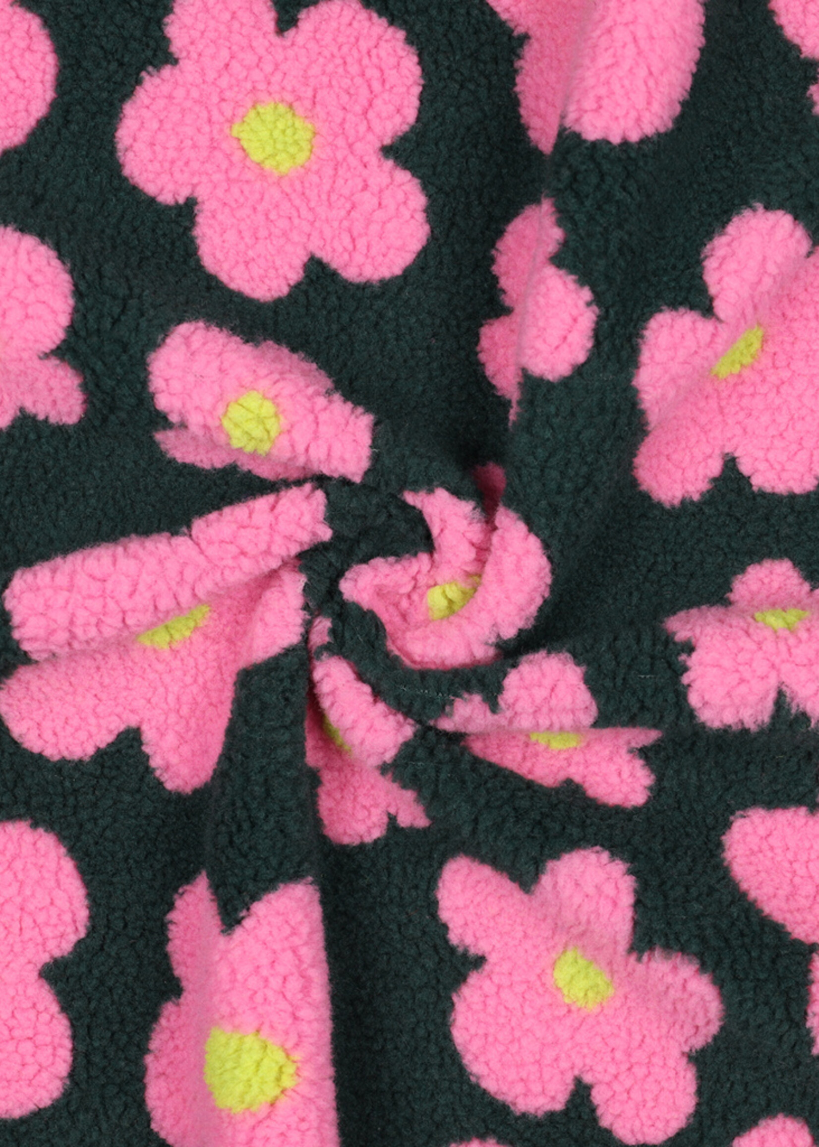 Poppy ° Stof Teddy - POPPY - Flowers Green & Pink