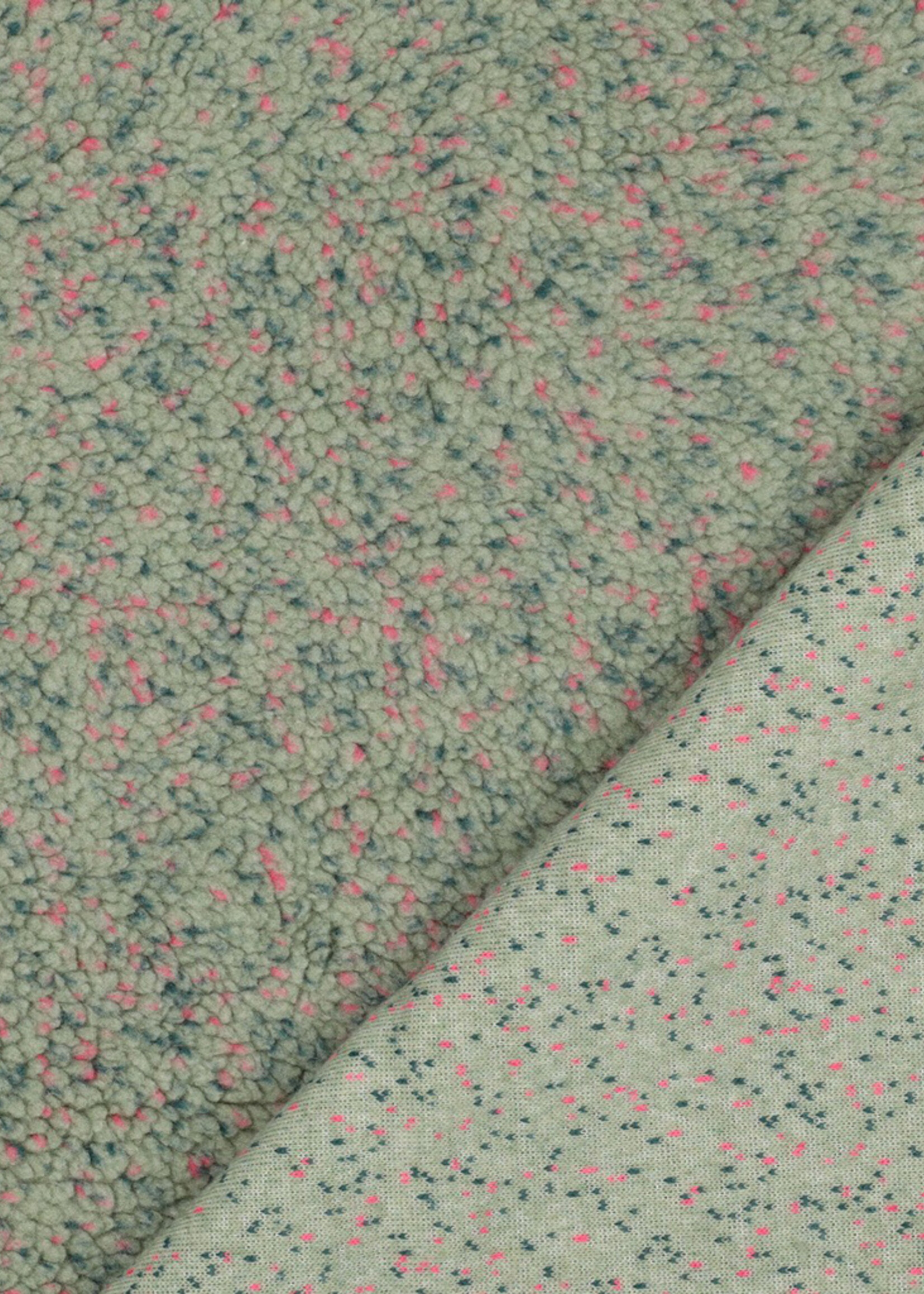 Poppy ° Stof Teddy - POPPY - Speckles Green & Pink