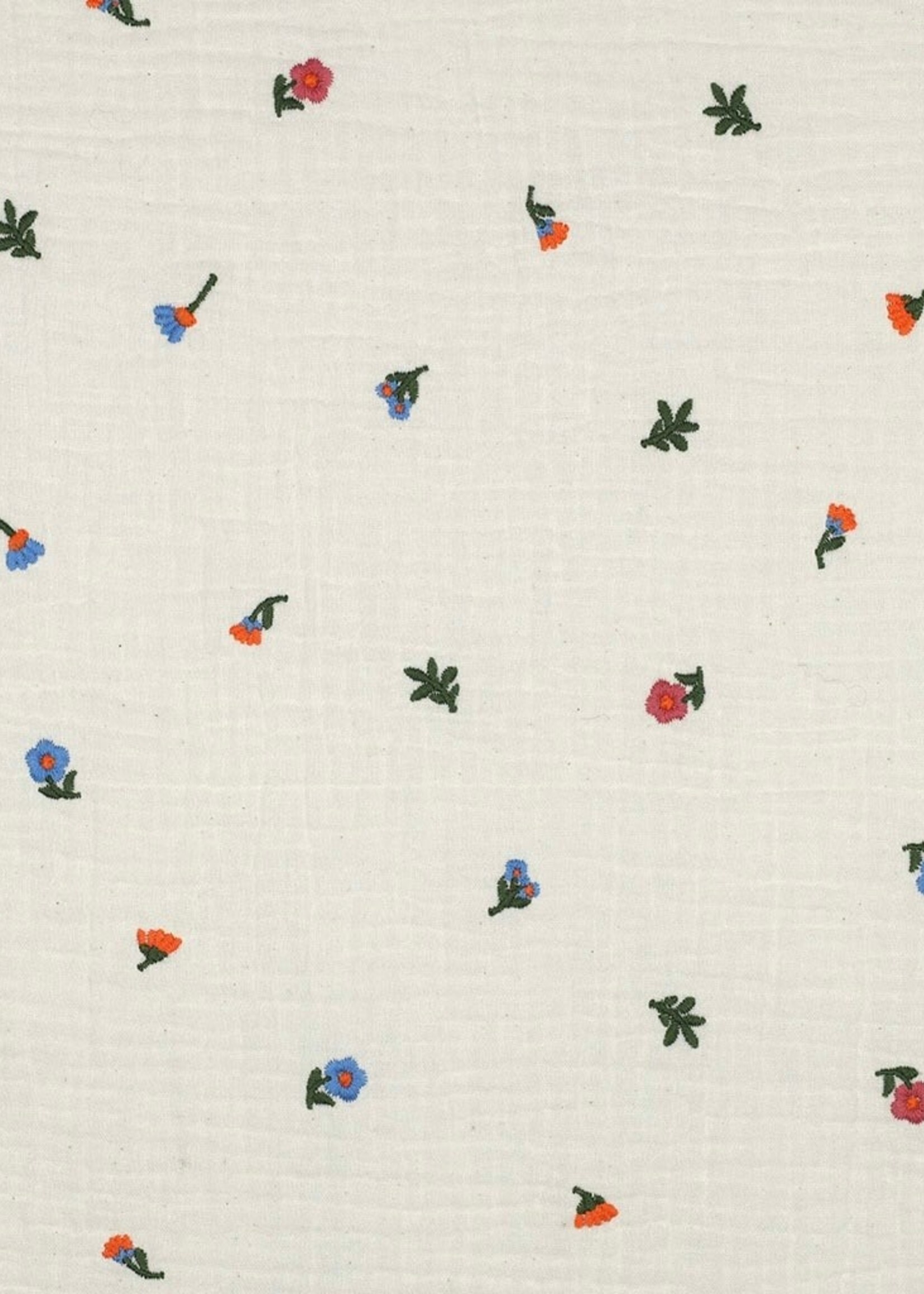 ° Stof Double Gauze - Embroidery - Flowers
