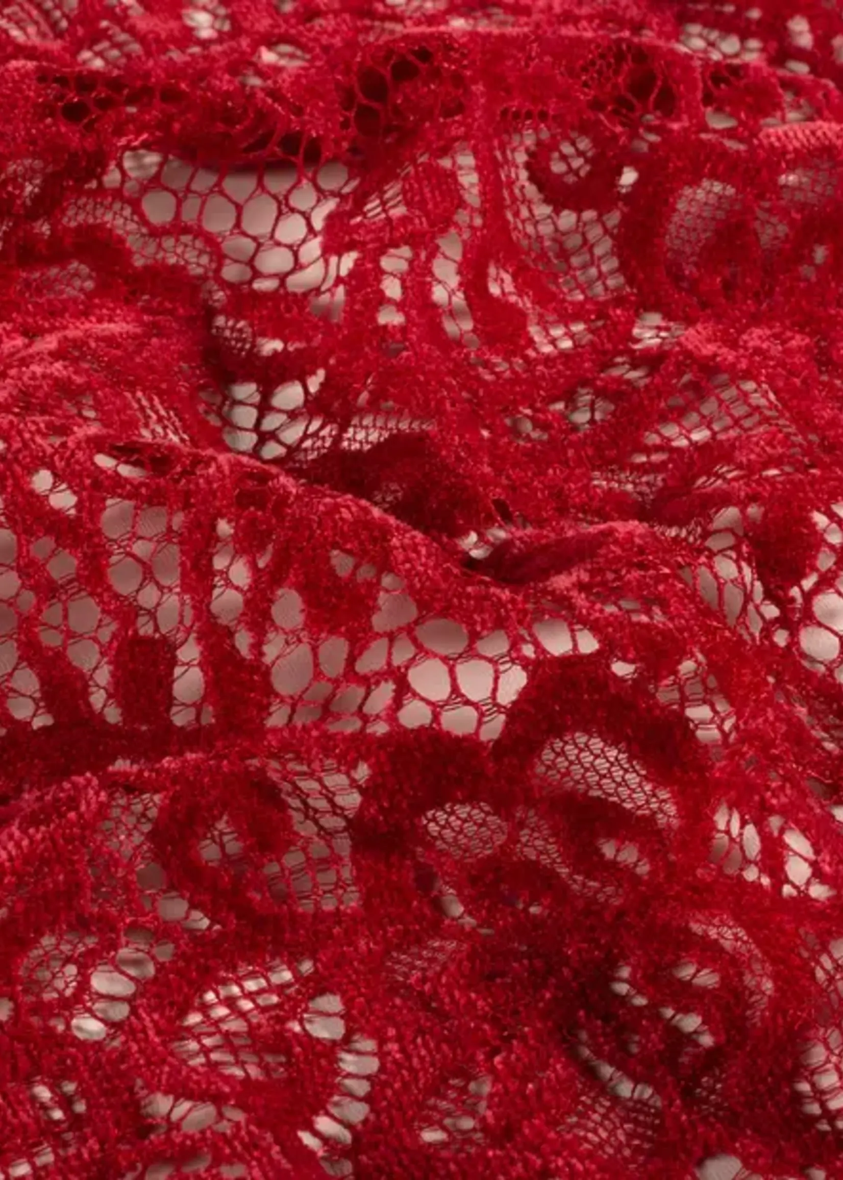 ° Stof Kant met Chenille - Donker rood