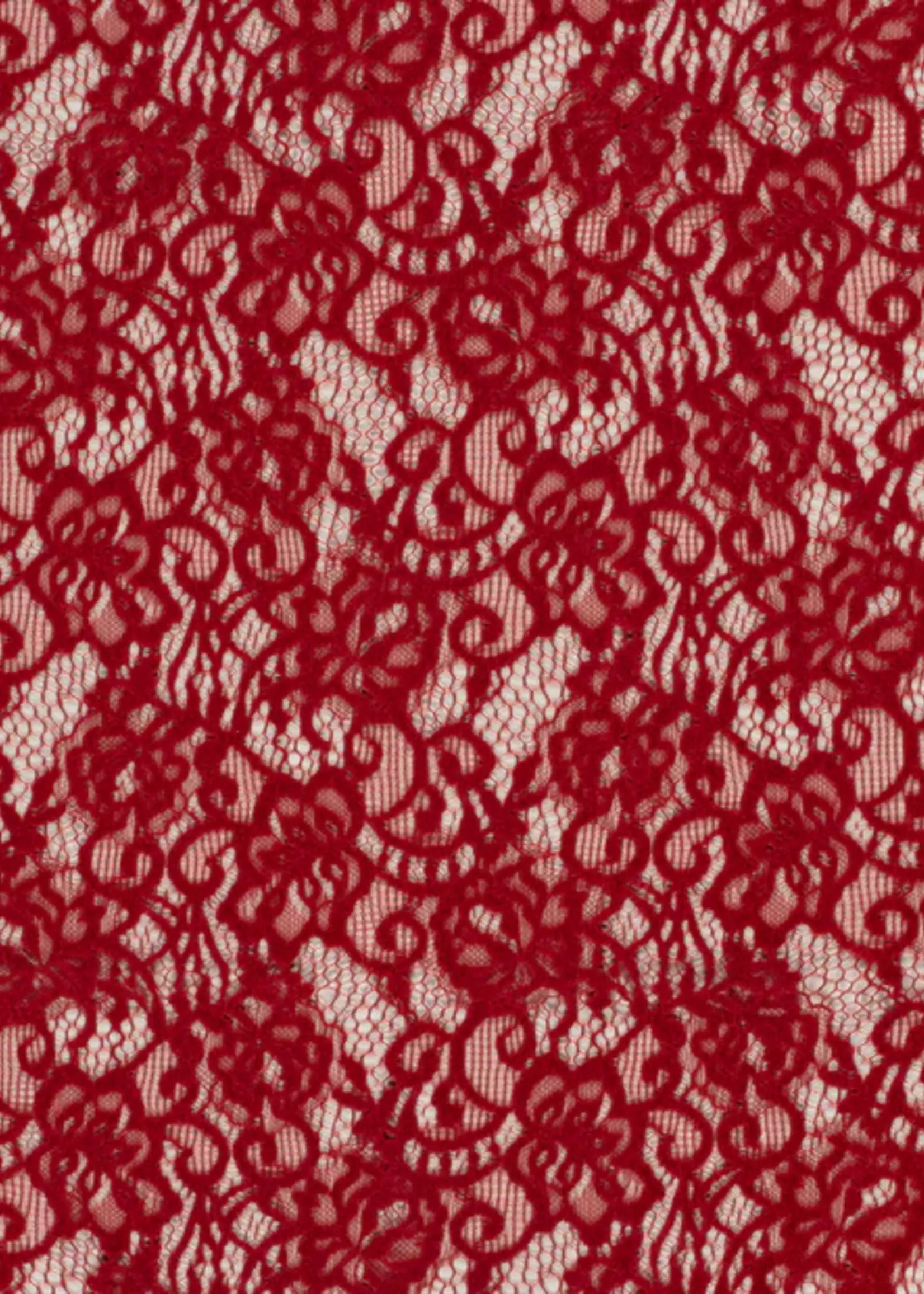 ° Stof Kant met Chenille - Donker rood