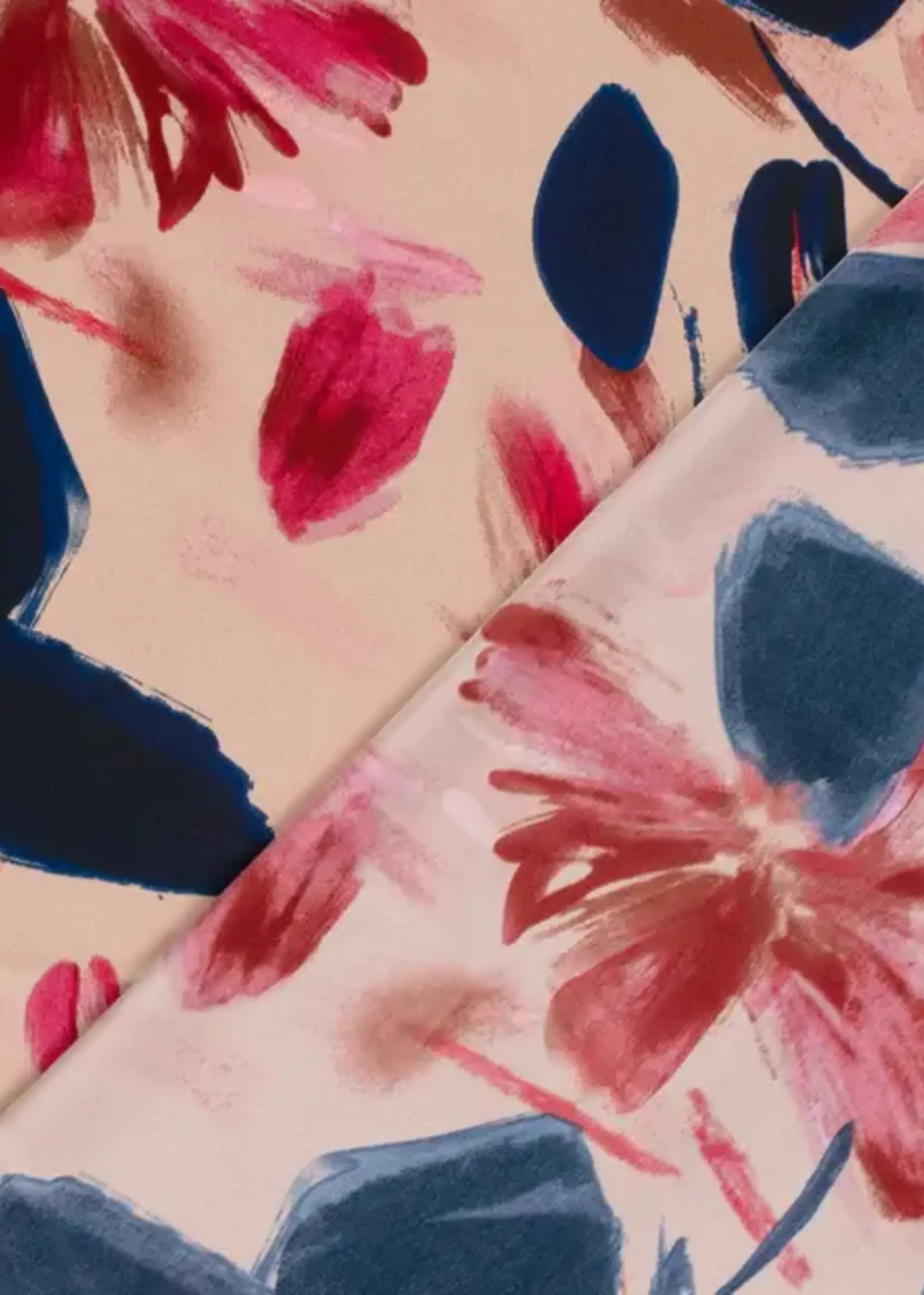 ° Soepelvallende Stof - Satijn Duchesse - Flowers Marine
