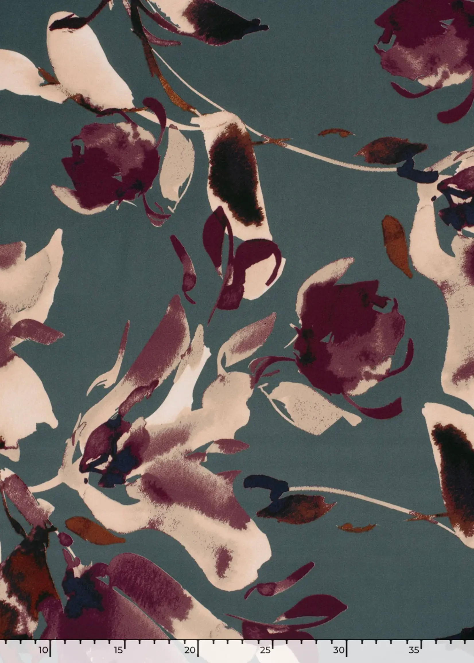 ° Soepelvallende Stof - Satijn Duchesse - Flowers Stealblue