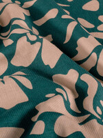 ° Soepelvallende Stof met Keper - Flowers - Groen