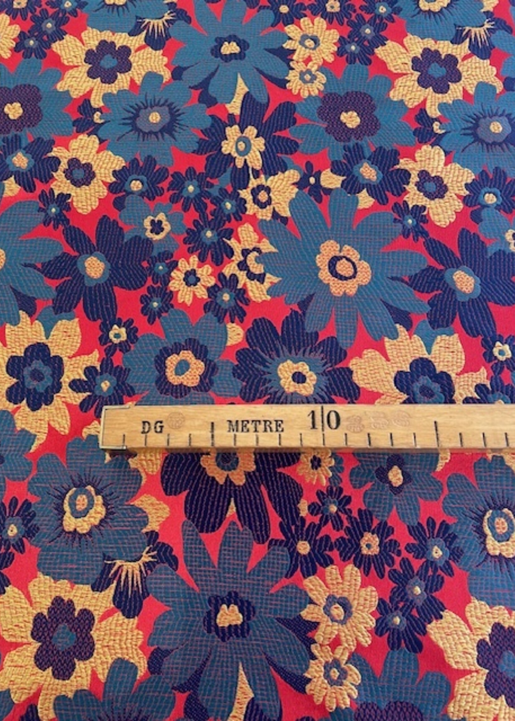 Katia ° Stof Brocade - Flowers - Red & Green