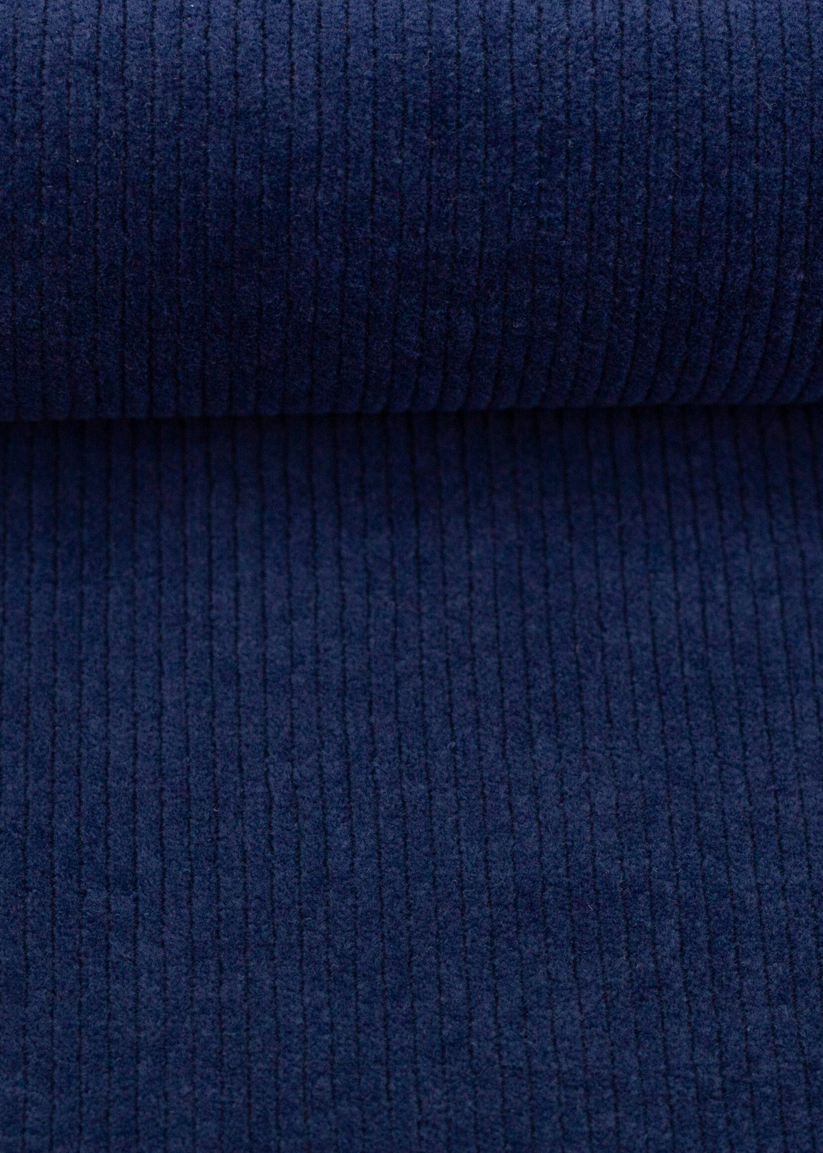 ° Stof Stretch Ribvelours / Corduroy (tricot) - Donkerblauw