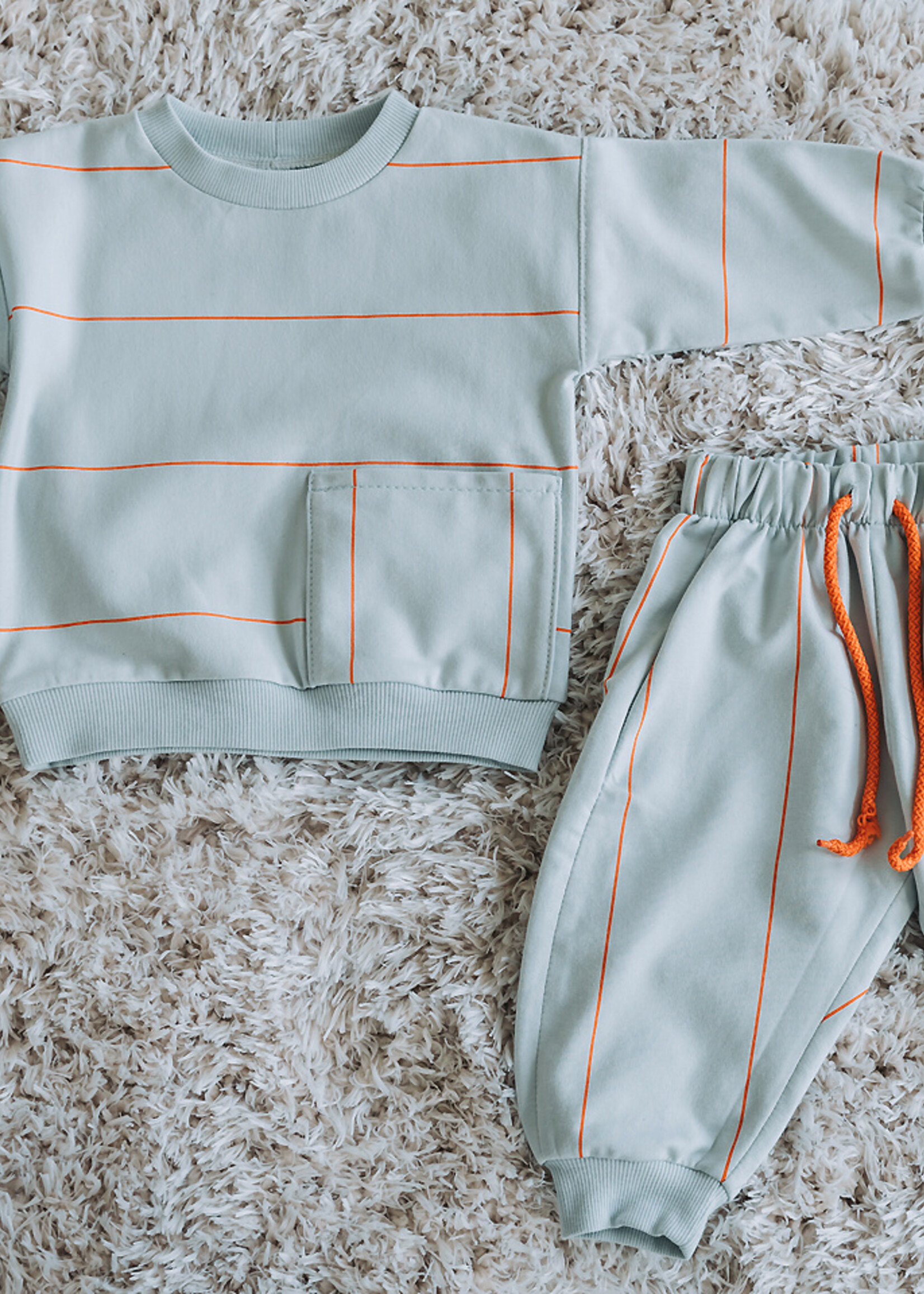 See You at Six °° Stof French Terry - See You at Six - Verticals - Babyblauw