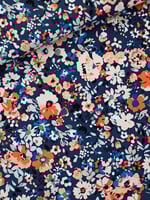 See You at Six ° Stof Katoen Canvas Gabardine Twill - See You at Six - Flower Joy - Oceana Blauw